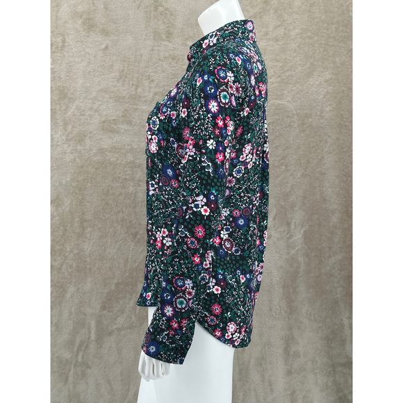 Express Top Women Small Black Dark Floral Portofino Slim Fit Sheer Romantic Work - Picture 4 of 9